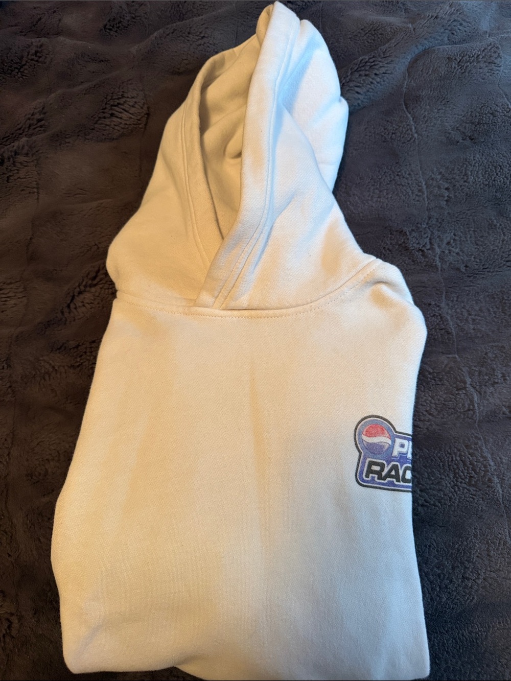 PacSun Cream Pullover Hoodie with Racing Patch